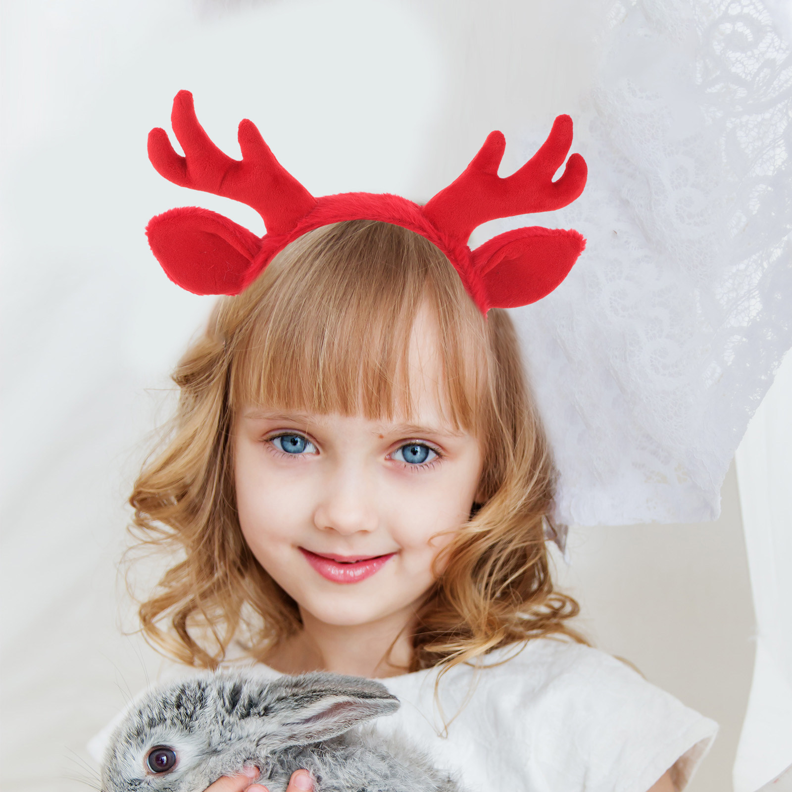 Reindeer Antlers Headband - Świąteczna opaska z rogami renifera, wygodna,
