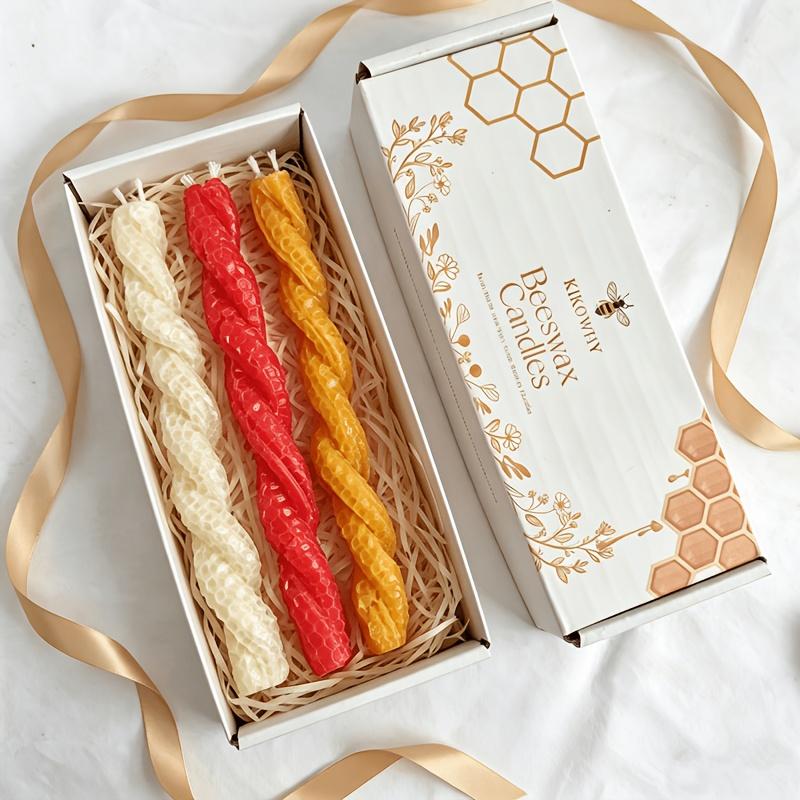 Holiday Candle Set - Zestaw 3 ręcznie robionych, skręconych świec